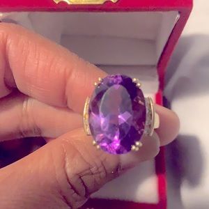 Beautiful amethyst ring with diamonds